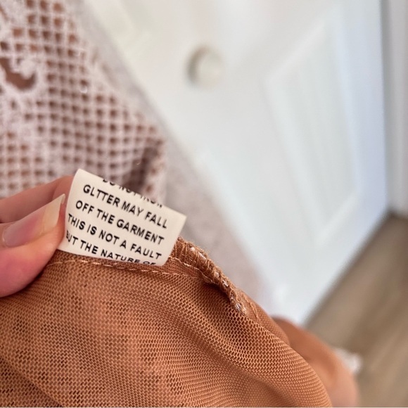 Portia and Scarlett Glitter Lace Mockneck Floor Length Bat Sleeve Evening Dress - Picture 15 of 16